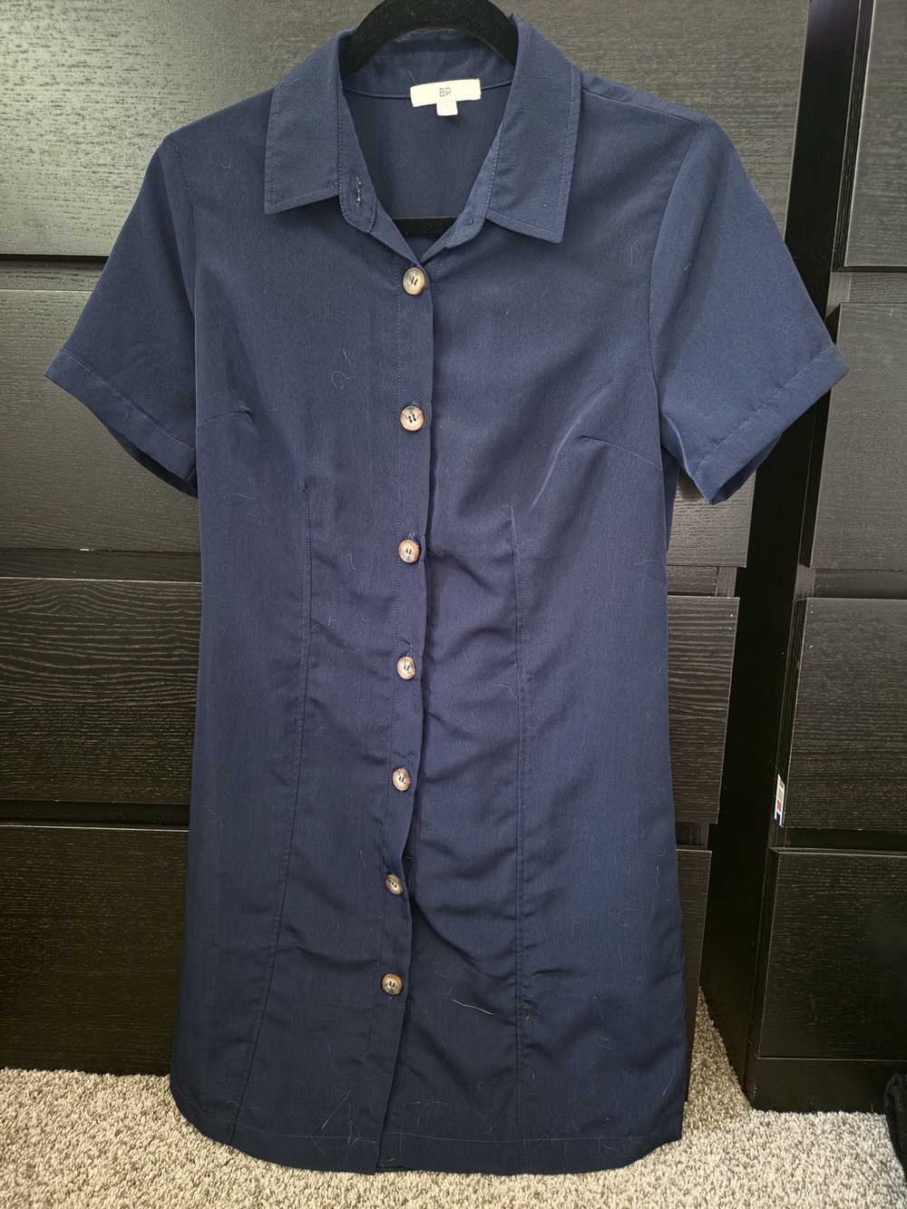 bp Navy Short-Sleeve Button Front Shirt